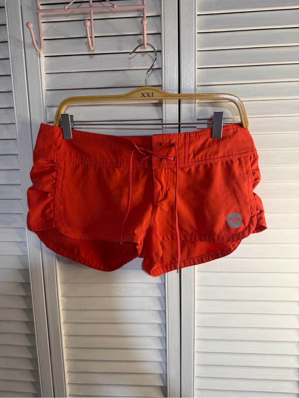 Roxy Women's Bright Red Athletic Shorts with Drawstring